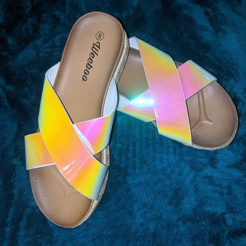 Neon criss-cross slides